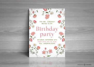 Birthday Floral Party Card FREE Stock Vector, flower, celebration, party picture