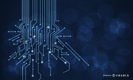 Blue Tech Lines Glowing Circuit Background FREE Stock Vector, circuit, ai technology, illustration picture