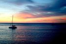 Silhouetted sailboats at sunset FREE Stock Photo, sunset, sailboats, seascape picture