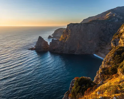 Breathtaking Coastal Sunset FREE Stock Photo, coast,  sunset,  cliffs picture