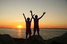 Children celebrating at sunset FREE Stock Photo, sunset, children, celebrate picture