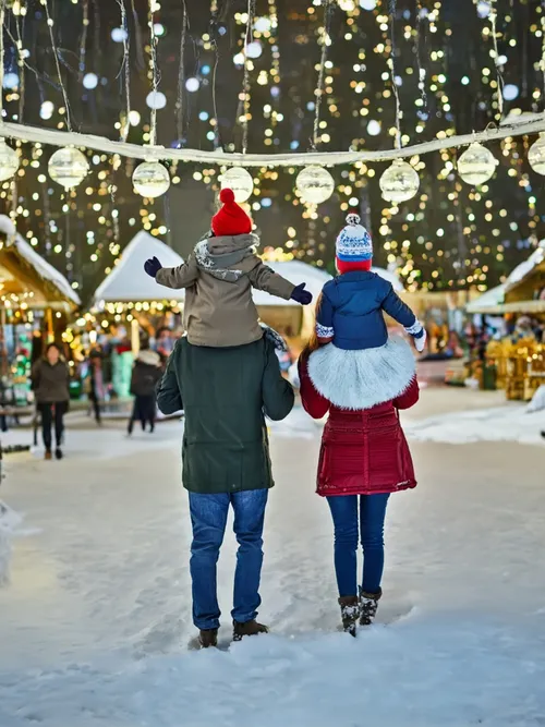 Free Festive Winter Family stock image to download Festive Winter Family FREE Stock Photo, lights, winter family, holidays picture