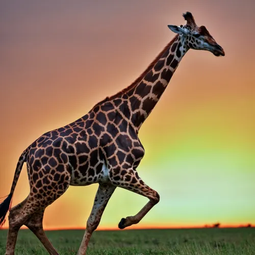Giraffe at Sunset FREE Stock Photo, giraffe,  sunset,  wildlife picture