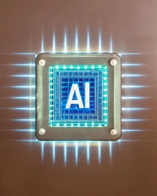 Illuminated AI Circuit FREE Stock Photo, AI,  technology,  circuit picture