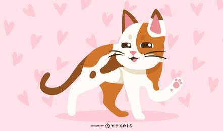 Lovely Feline Love Background FREE Stock Clipart, flat, kitten, in love picture