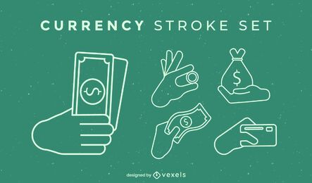 Money Hands Stroke Set FREE Stock Vector, money, currency, dollar picture