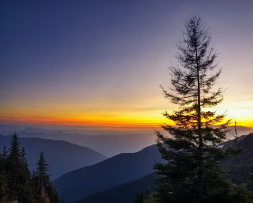 Mountain Sunset Serenity FREE Stock Photo, sunset,  mountains,  nature picture