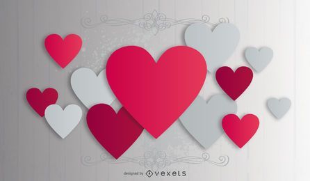 Pink Grey Hearts Valentine FREE Stock Clipart, happy valentines day, large, illustration picture