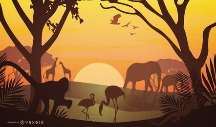 Safari Sunset Overlook FREE Stock Clipart, safari, nature, sunset picture