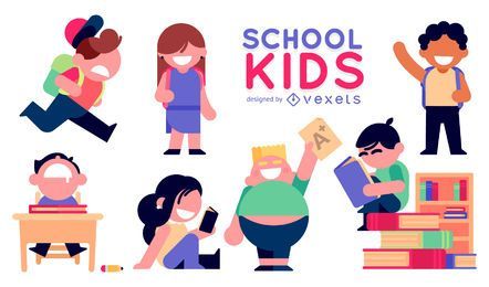 School Kids Drawings FREE Stock Vector, flat, classroom, school kids picture