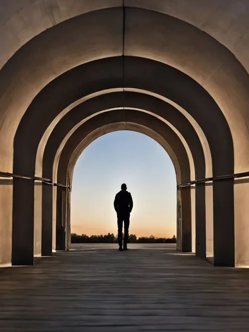Silhouette at Sunset FREE Stock Photo, sunset,  silhouette,  archway picture