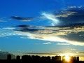 Silhouetted skyline at sunset FREE Stock Photo, skyline, sunset, buildings picture