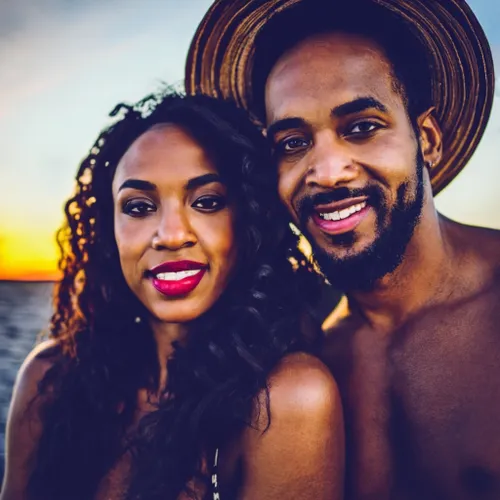 Sunset Couple Bliss FREE Stock Photo, couple,  sunset,  love picture