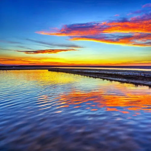 Vibrant Sunset Reflection FREE Stock Photo, sunset,  reflection,  landscape picture
