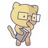 Cat Reading Glasses PNG Design